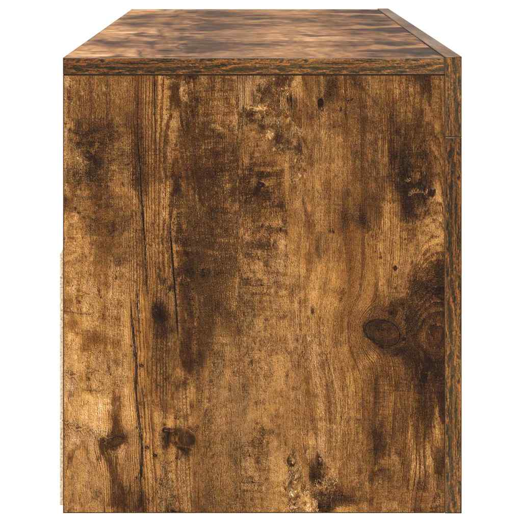 815687 vidaXL TV Cabinet with LED Lights Smoked Oak 120x35x40 cm