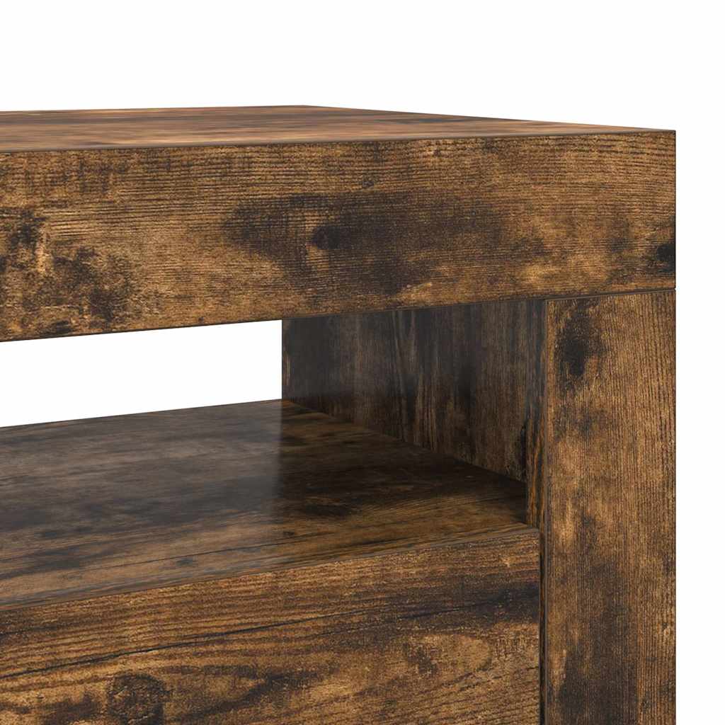 815687 vidaXL TV Cabinet with LED Lights Smoked Oak 120x35x40 cm