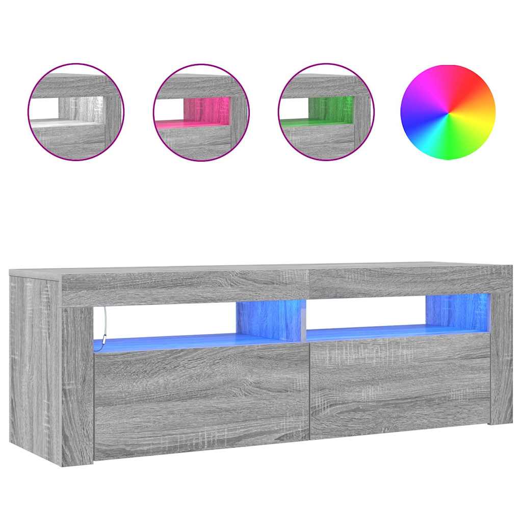 TV Cabinet with LED Lights Grey Sonoma 120x35x40 cm