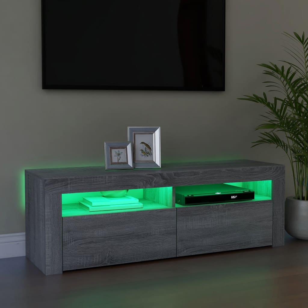 vidaXL TV Cabinet with LED Lights Grey Sonoma 120x35x40 cm