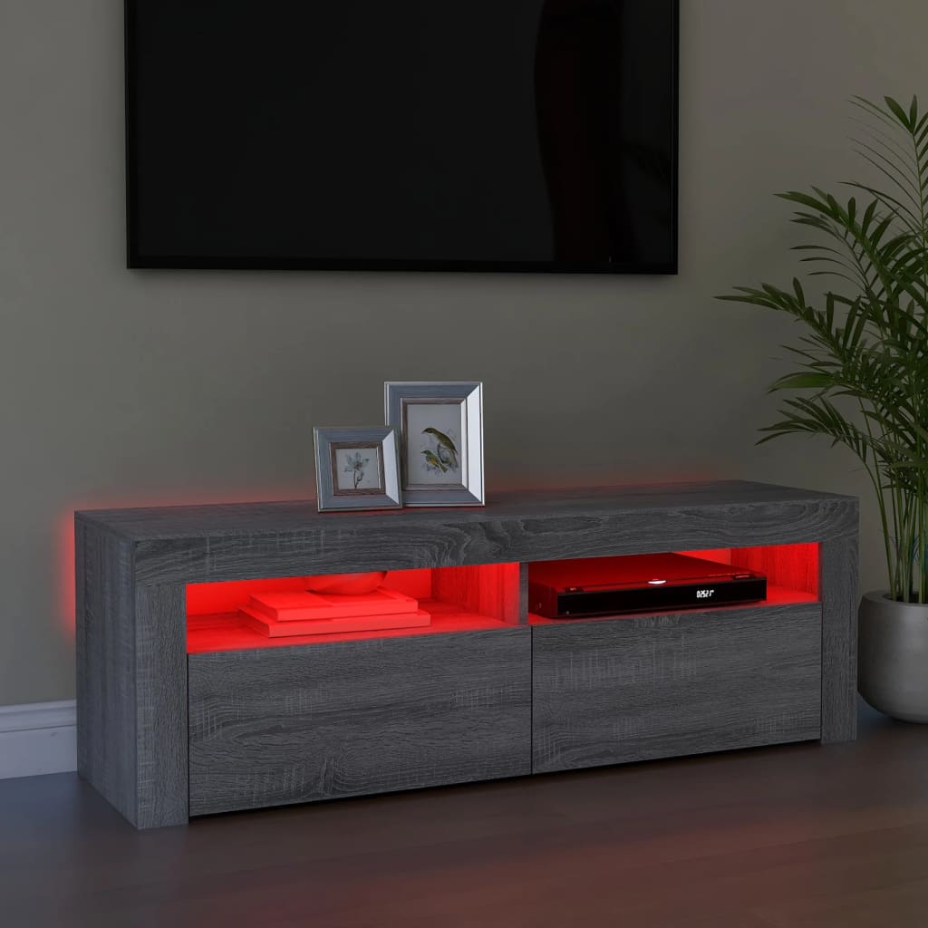 vidaXL TV Cabinet with LED Lights Grey Sonoma 120x35x40 cm