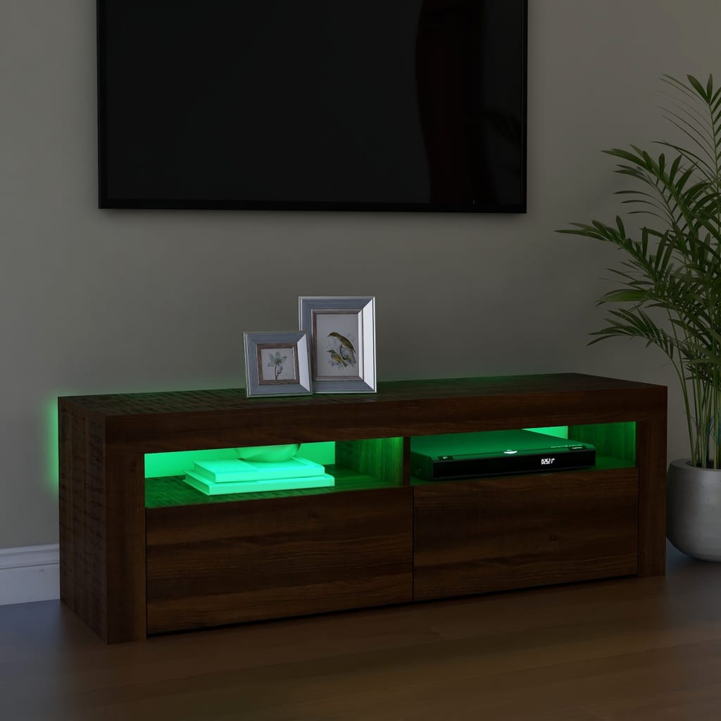 vidaXL TV Cabinet with LED Lights Brown Oak 120x35x40 cm