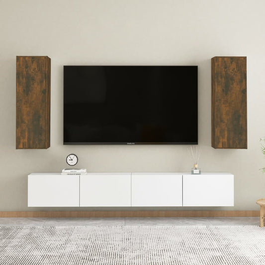 vidaXL TV Cabinets 2 pcs Smoked Oak 30.5x30x90 cm Engineered Wood