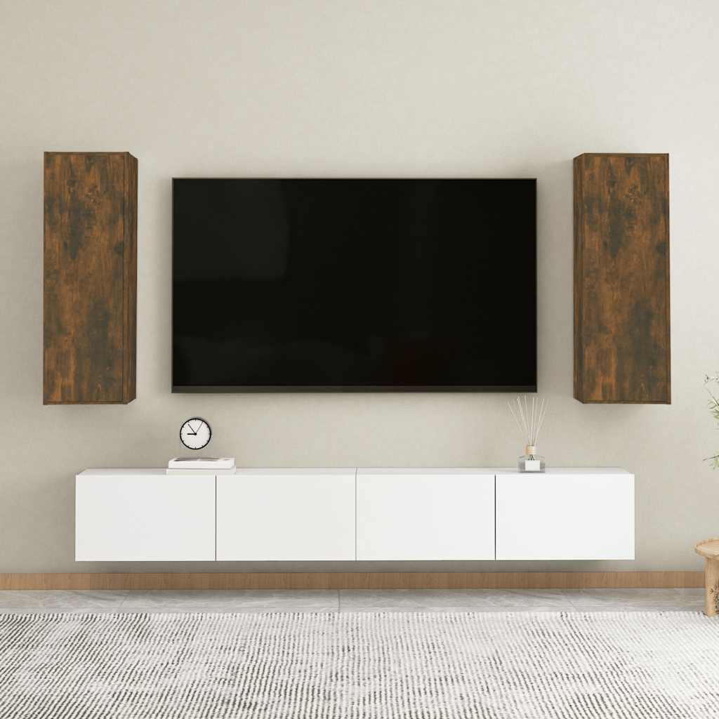 2 Piece TV Cabinet Set Smoked Oak 30,5x30x90 cm Engineered Wood