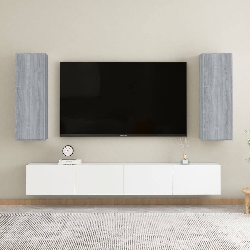 vidaXL TV Cabinets 2 pcs Grey Sonoma 30.5x30x90 cm Engineered Wood