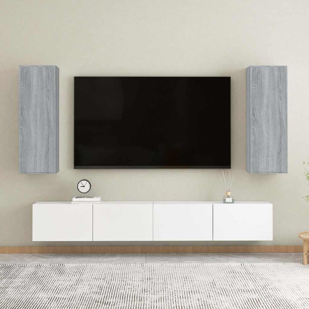 2 Piece TV Cabinet Set Grey Sonoma 30,5x30x90 cm Engineered Wood