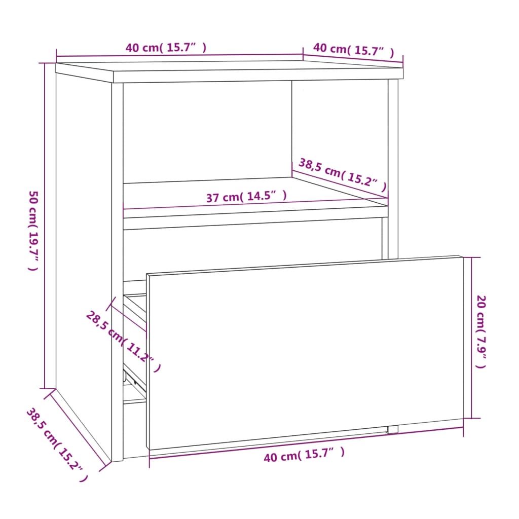 Bedside Cabinet Grey Sonoma 40x40x50 cm Engineered Wood