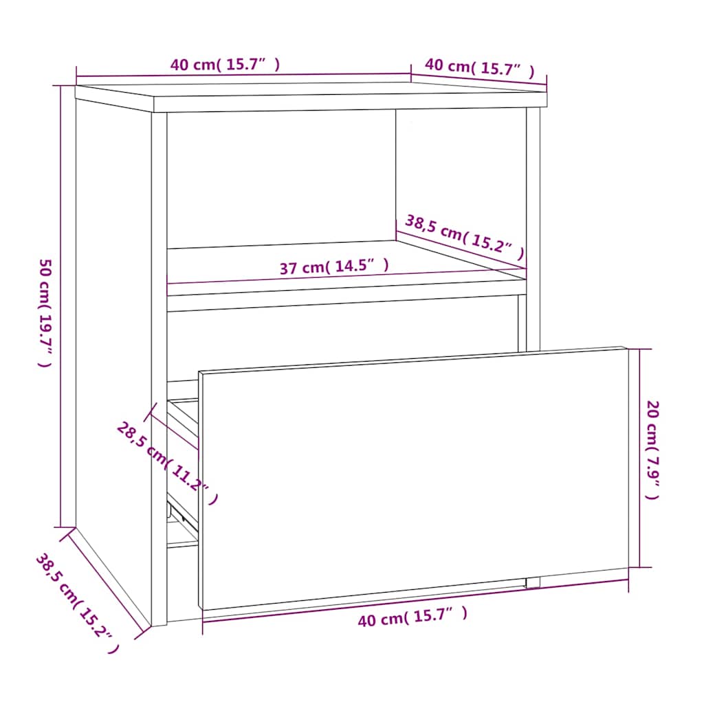 Bedside Cabinets 2 pcs Grey Sonoma 40x40x50 cm Engineered Wood