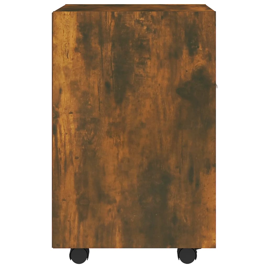 Side Cabinet with Wheels Smoked Oak 33x38x60 cm Engineered Wood