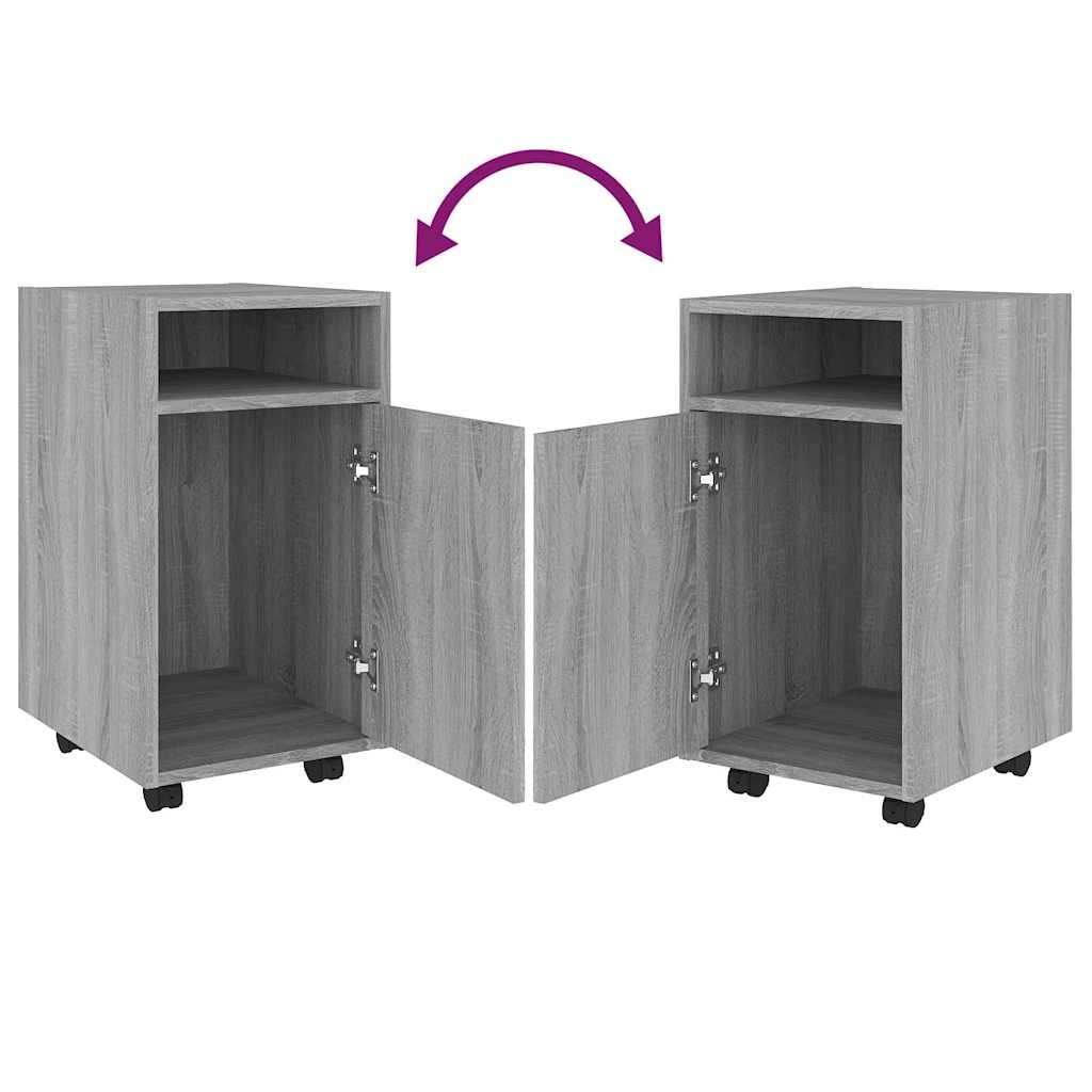 Side Cabinet with Wheels Grey Sonoma 33x38x60cm Engineered Wood