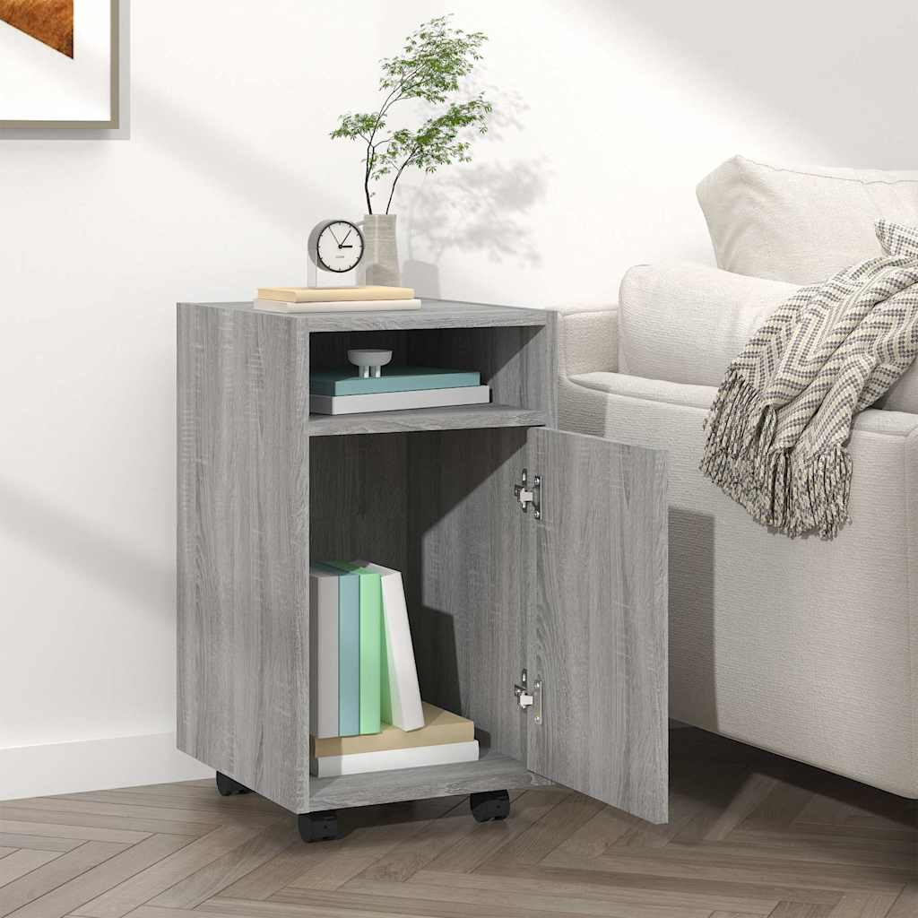 Side Cabinet with Wheels Grey Sonoma 33x38x60cm Engineered Wood