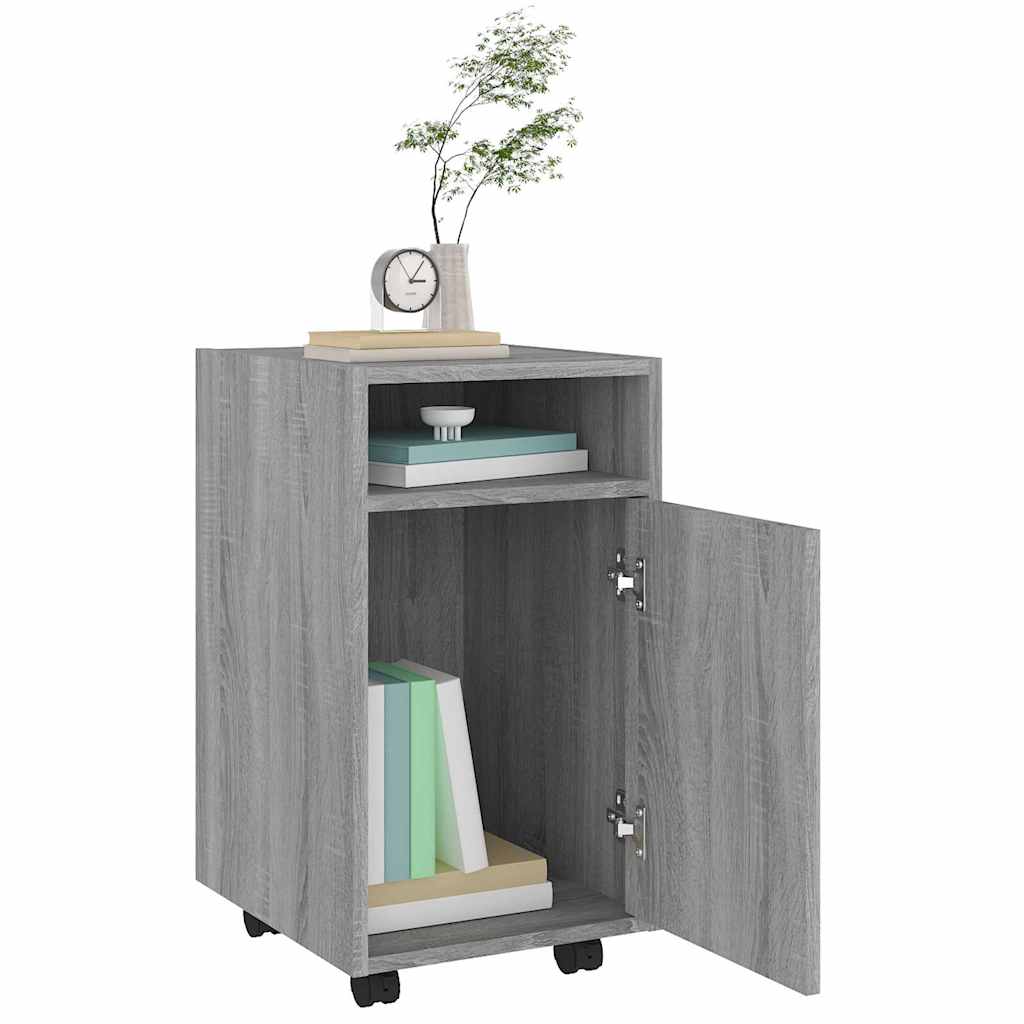 Side Cabinet with Wheels Grey Sonoma 33x38x60cm Engineered Wood