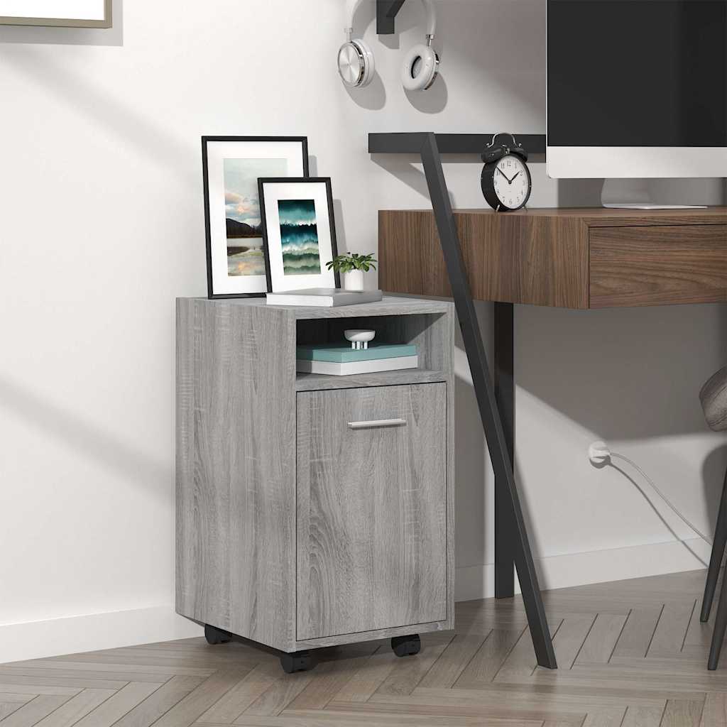 Side Cabinet with Wheels Grey Sonoma 33x38x60cm Engineered Wood