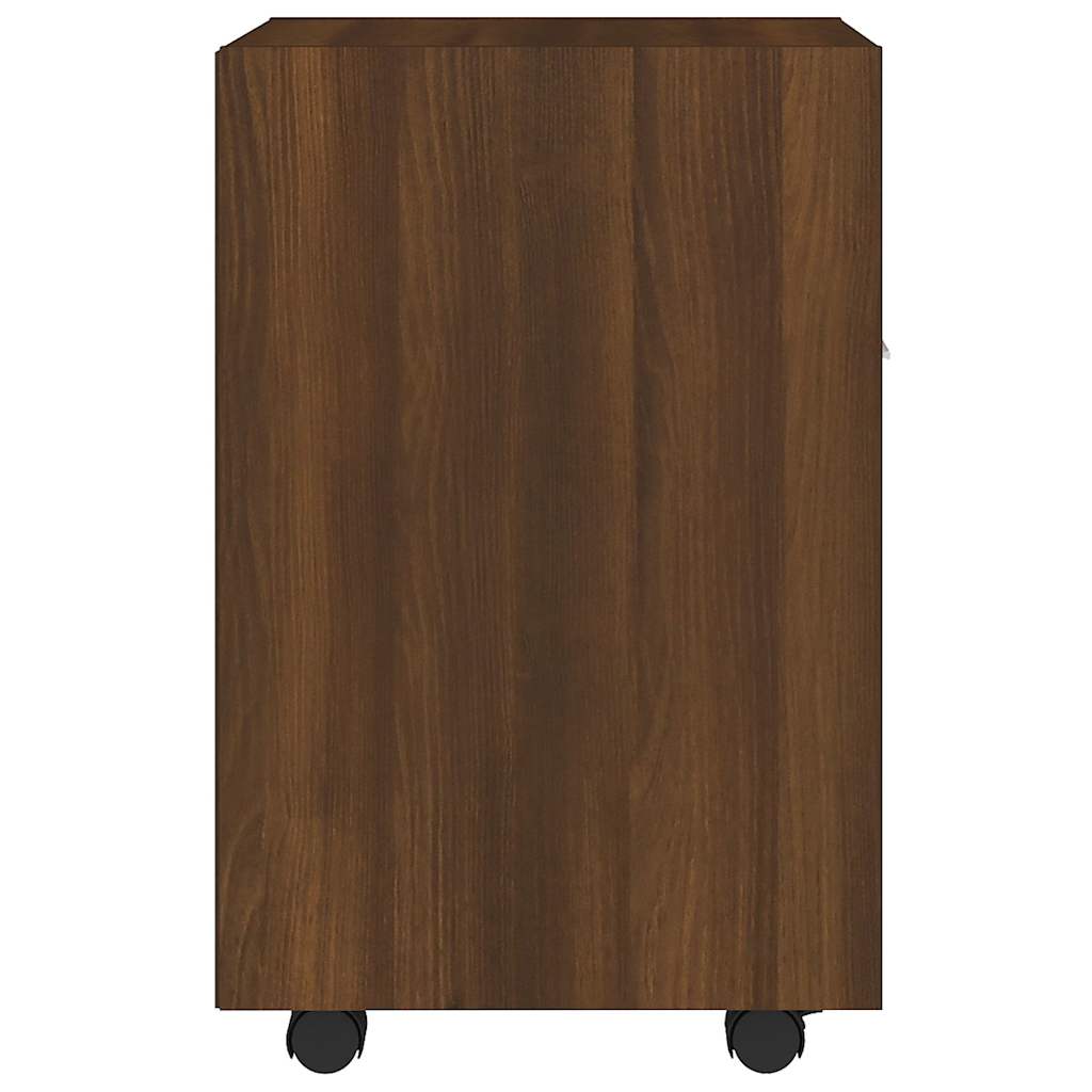 Side Cabinet with Wheels Brown Oak 33x38x60 cm Engineered Wood