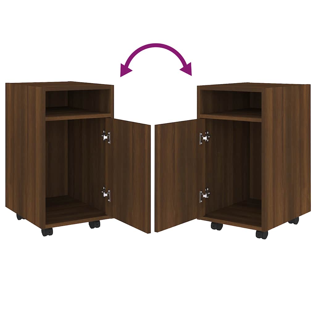 Side Cabinet with Wheels Brown Oak 33x38x60 cm Engineered Wood
