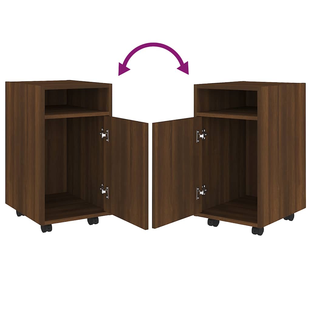 Side Cabinet with Wheels Brown Oak 33x38x60 cm Engineered Wood