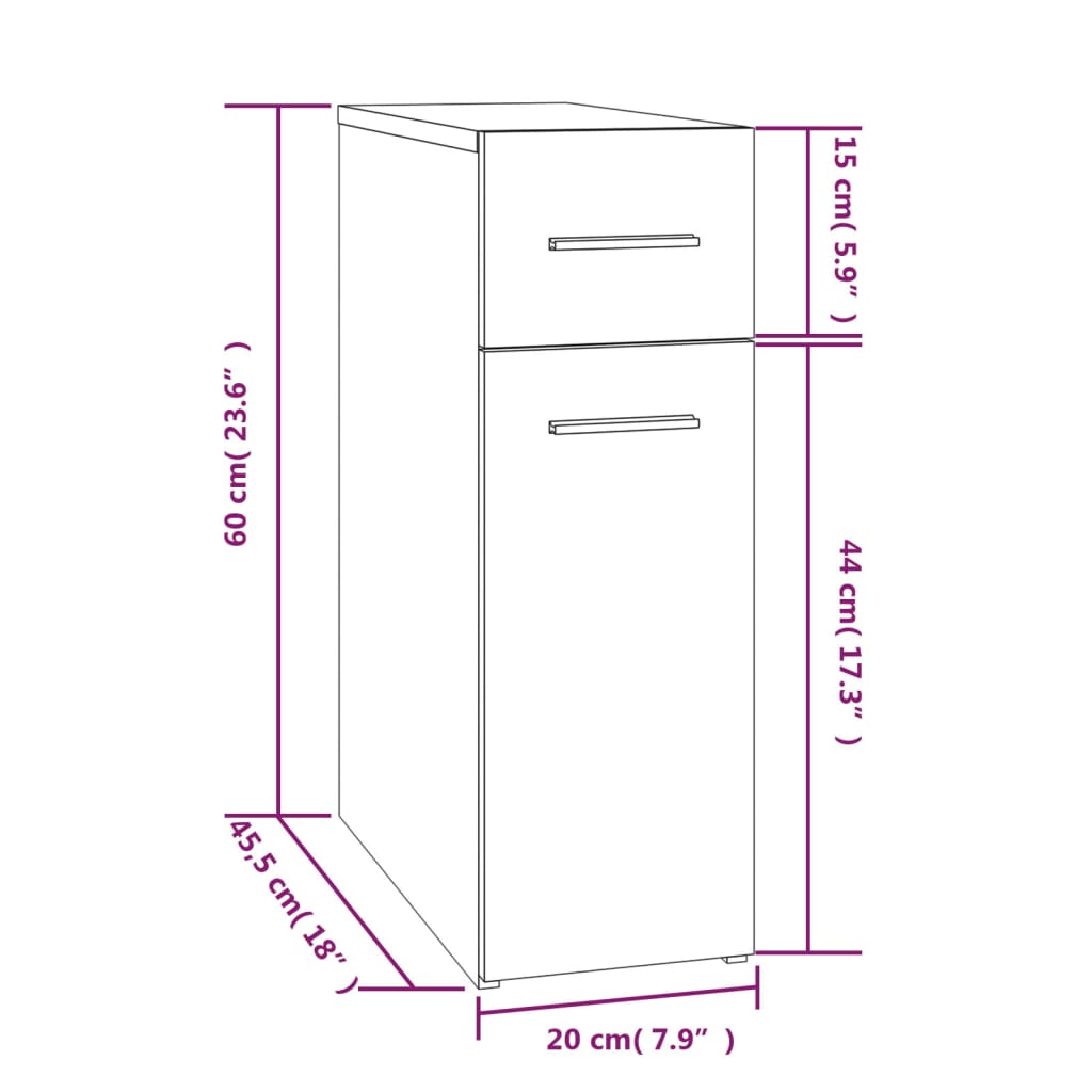 vidaXL Apothecary Cabinet Grey Sonoma 20x45.5x60 cm Engineered Wood