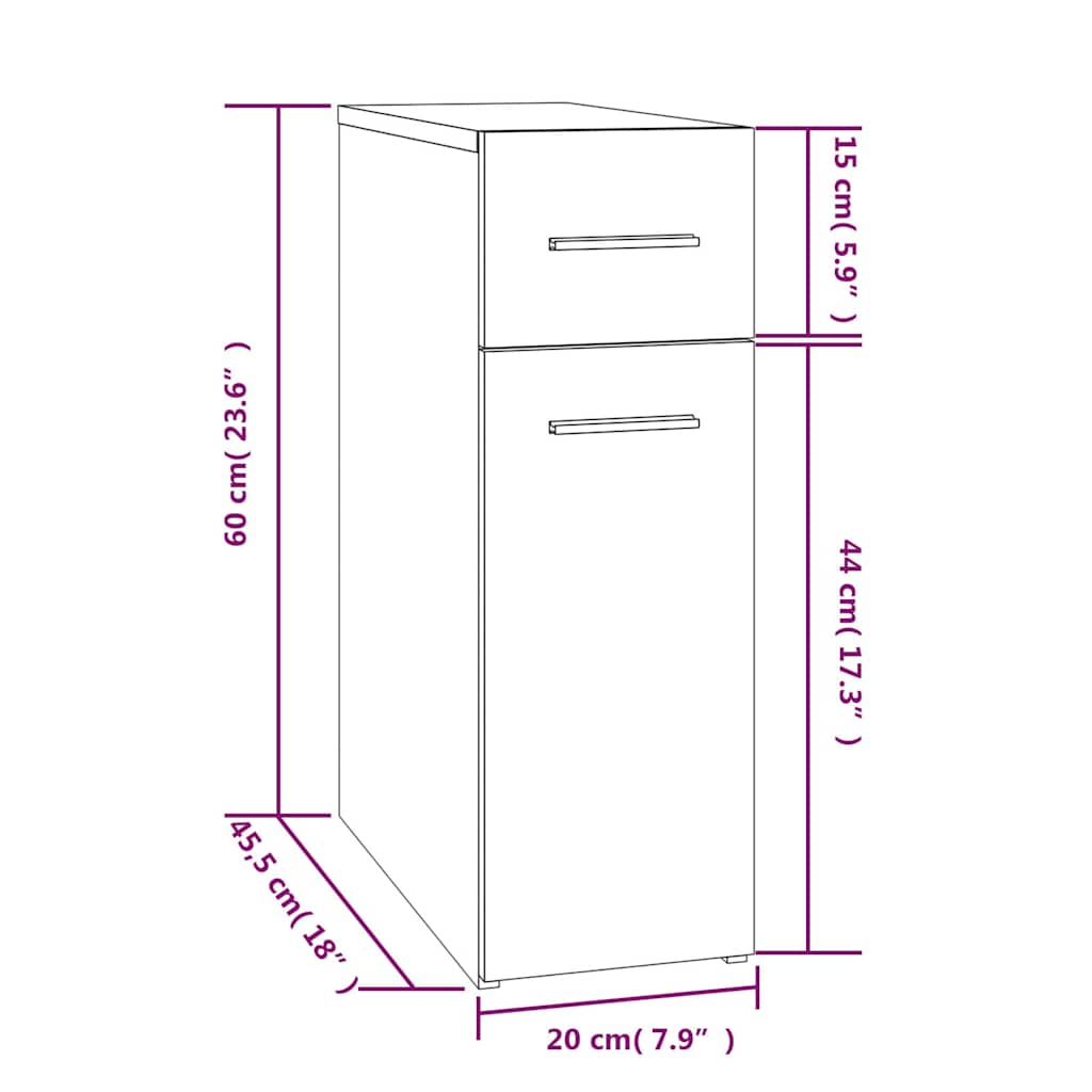 Apothecary Cabinet Grey Sonoma 20x45,5x60 cm Engineered Wood