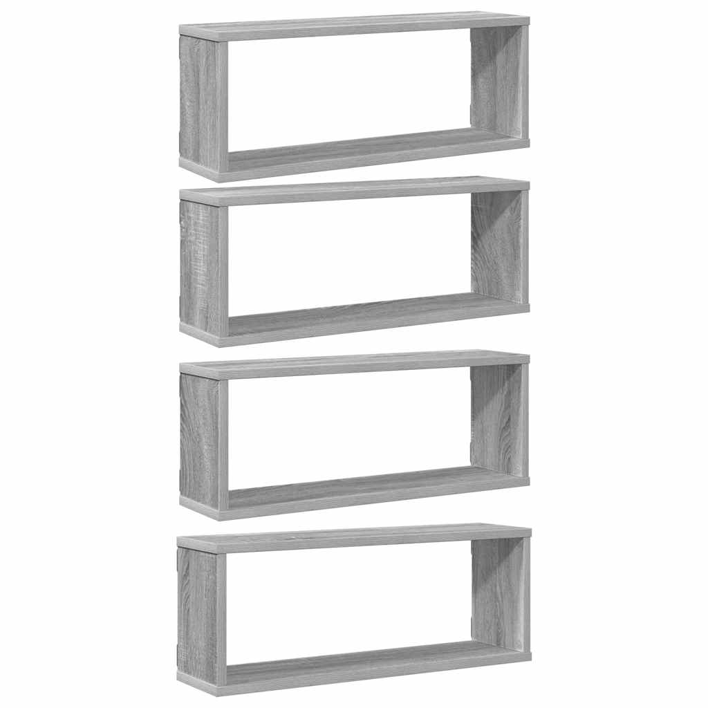 Wall Cube Shelves 4 pcs Grey Sonoma 60x15x23 cm Engineered Wood