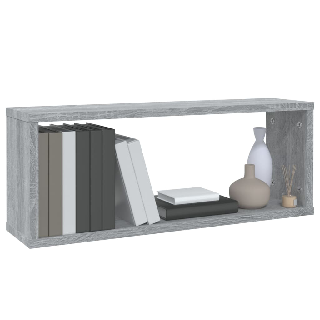 vidaXL Wall Cube Shelves 6 pcs Grey Sonoma 60x15x23 cm Engineered Wood