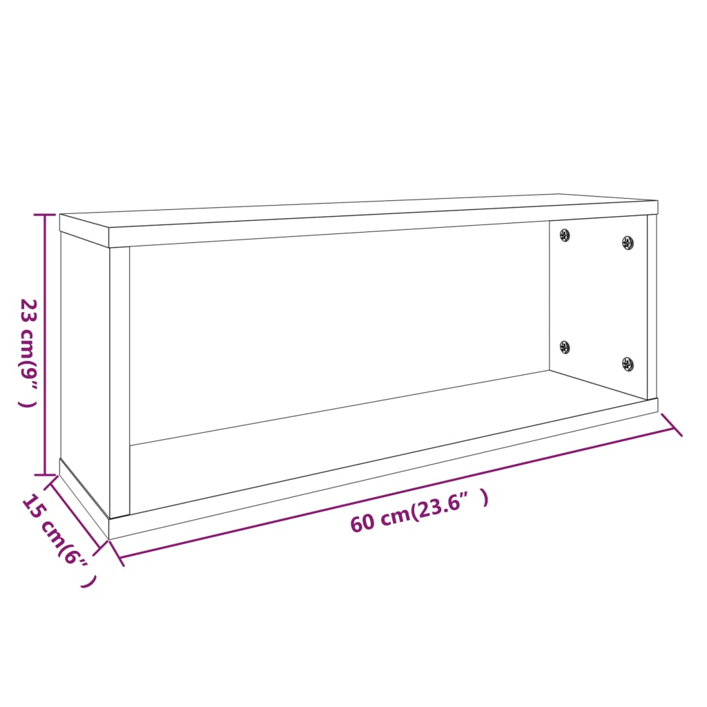 Wandkubusplanken 6 st. Grijs Sonoma 60x15x23 cm Engineered Wood