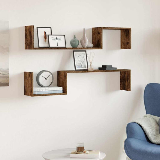 Wall Shelves 2 pcs Smoked Oak 100x15x20 cm Engineered Wood