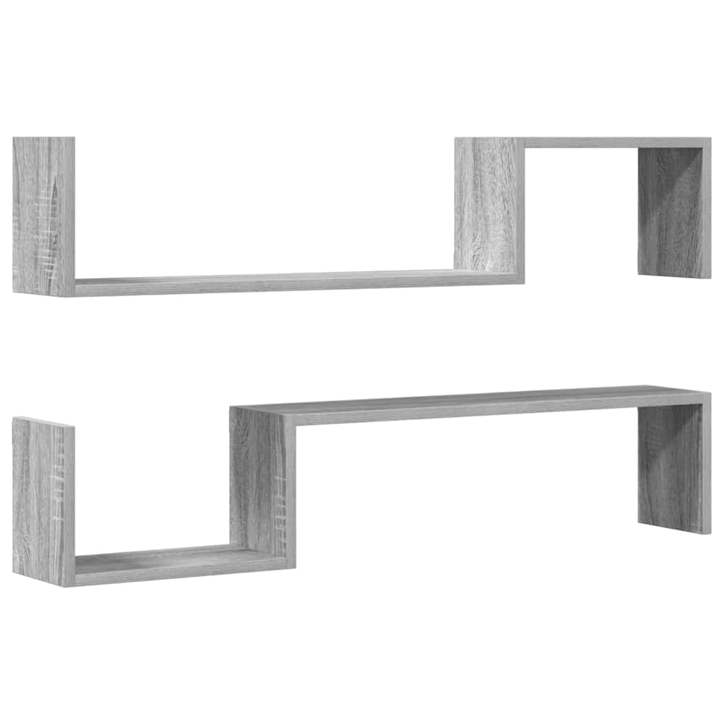 Wall Shelves 2 pcs Grey Sonoma 100x15x20 cm Engineered Wood