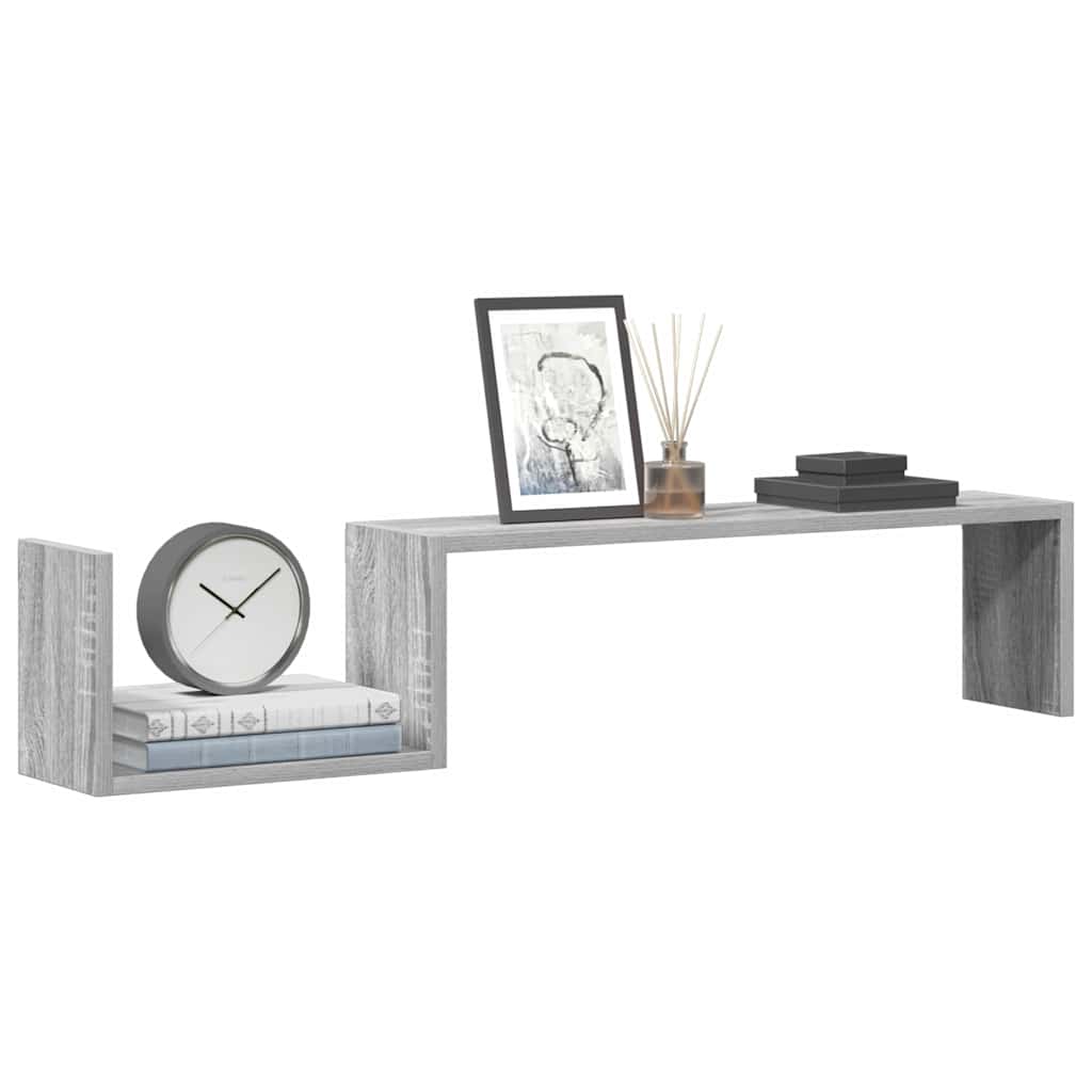 Wall Shelves 2 pcs Grey Sonoma 100x15x20 cm Engineered Wood