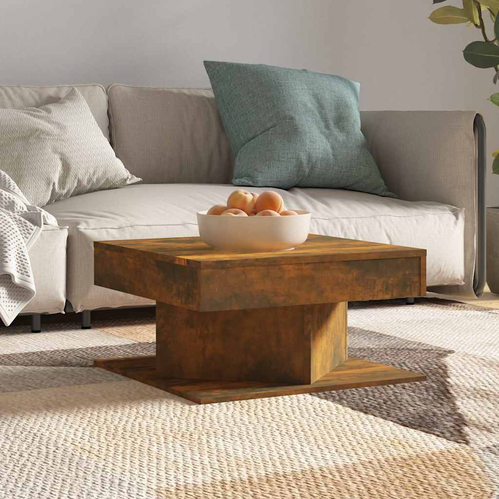815942 vidaXL Coffee Table Smoked Oak 57x57x30 cm Engineered Wood