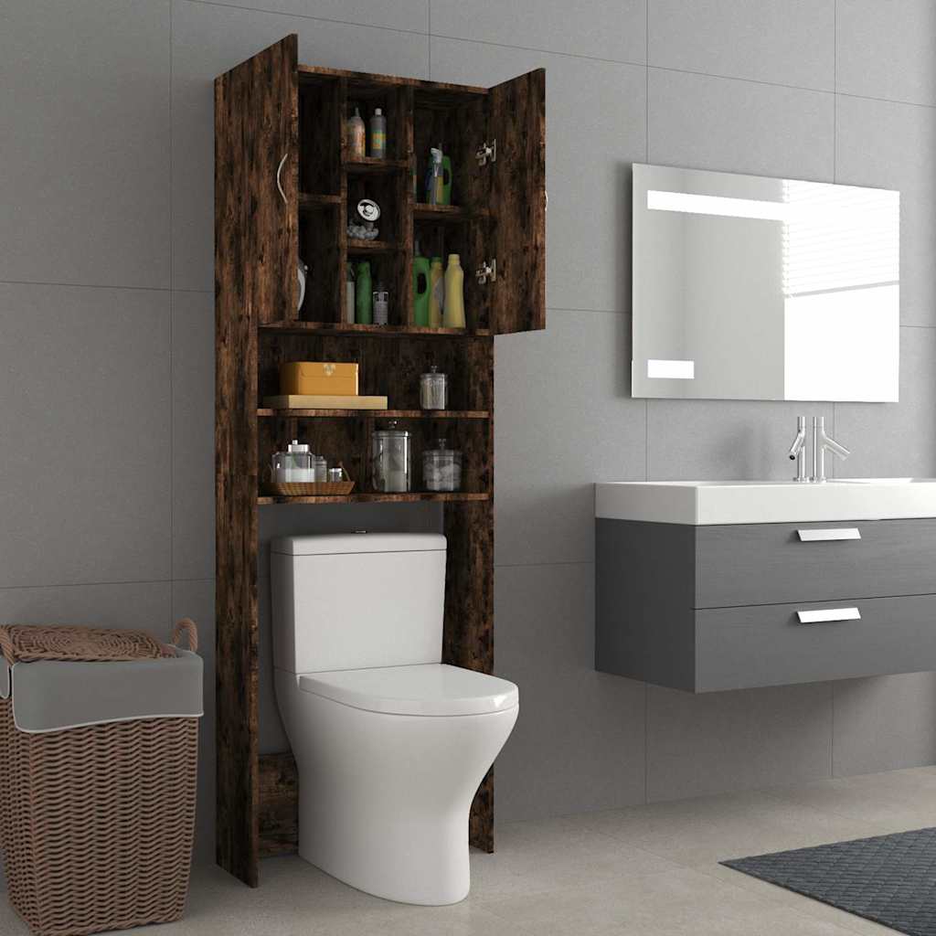 815957 vidaXL Washing Machine Cabinet Smoked Oak 64x25,5x190 cm