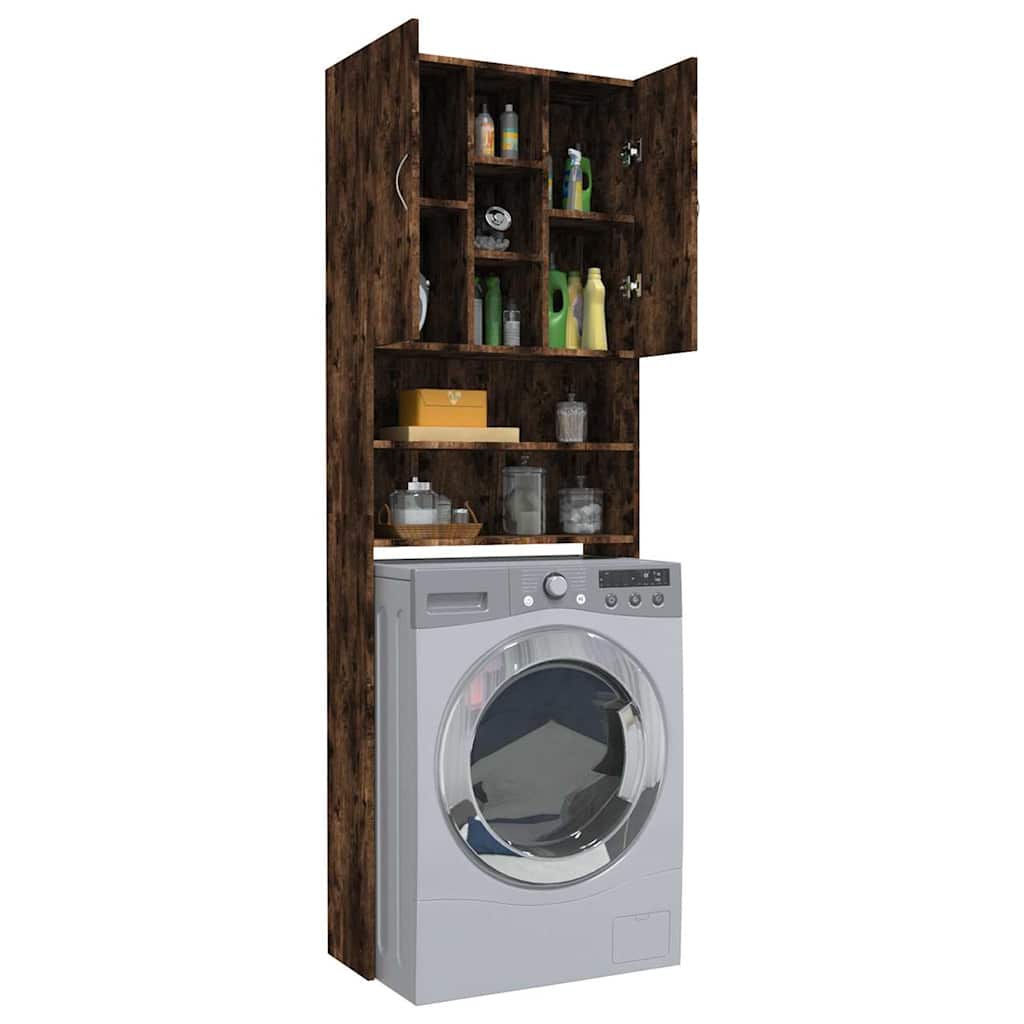 815957 vidaXL Washing Machine Cabinet Smoked Oak 64x25,5x190 cm