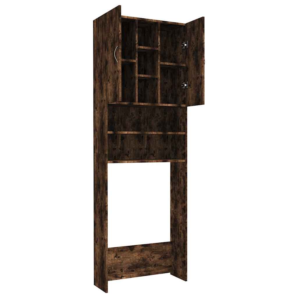 815957 vidaXL Washing Machine Cabinet Smoked Oak 64x25,5x190 cm