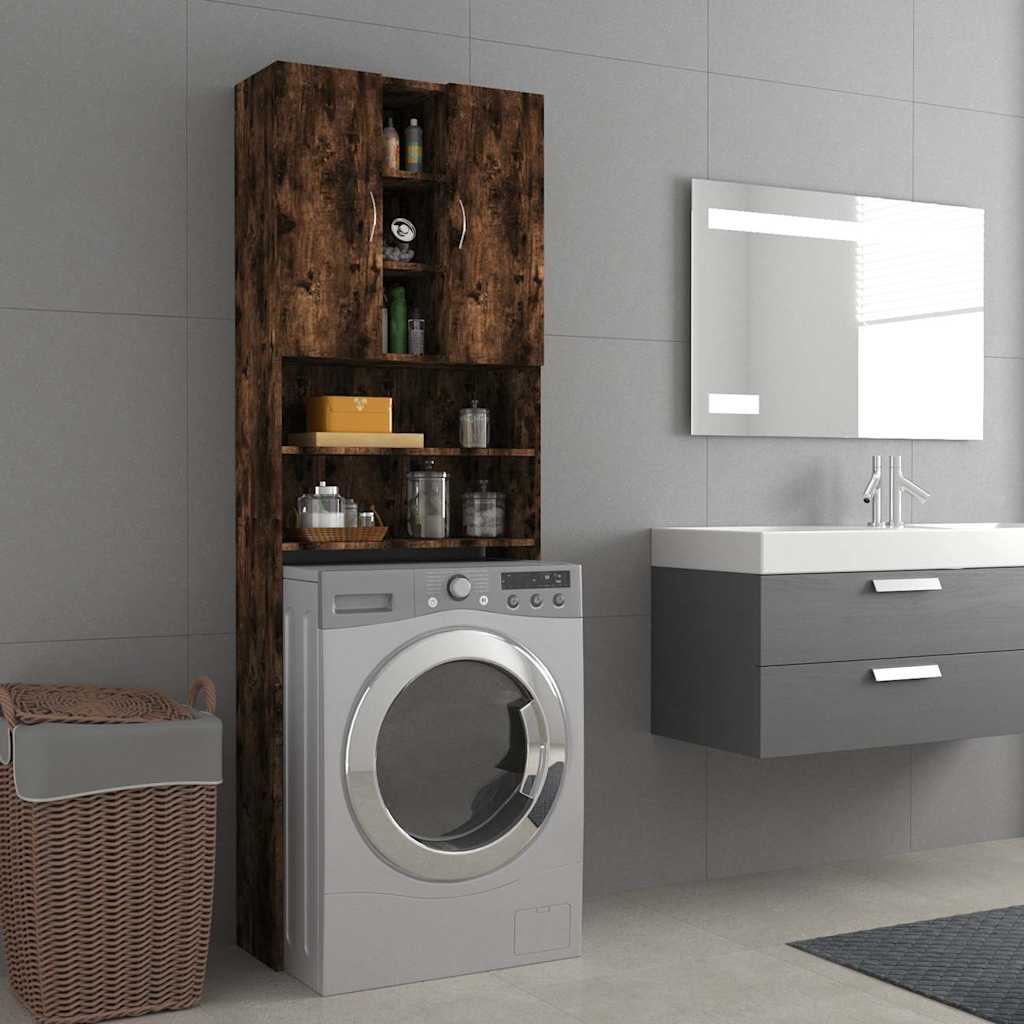 815957 vidaXL Washing Machine Cabinet Smoked Oak 64x25,5x190 cm