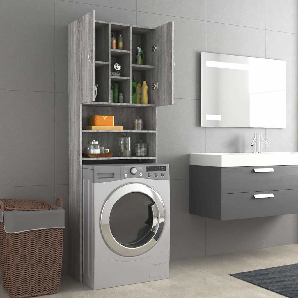 Washing Machine Cabinet Grey Sonoma 64x25,5x190 cm