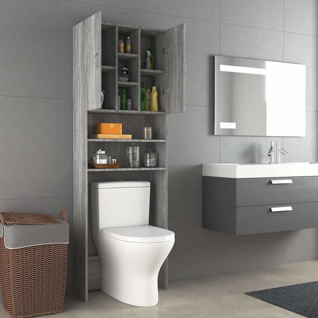 Washing Machine Cabinet Grey Sonoma 64x25,5x190 cm