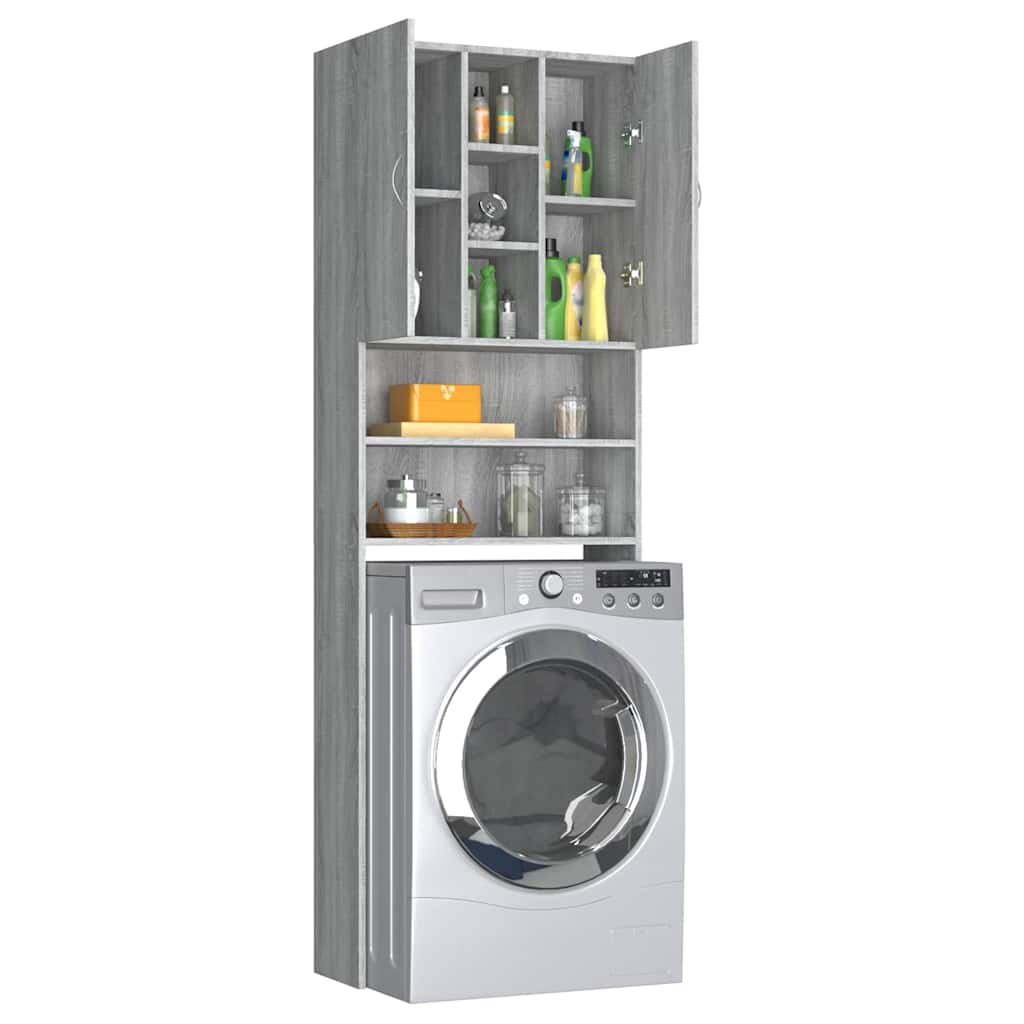 Washing Machine Cabinet Grey Sonoma 64x25,5x190 cm