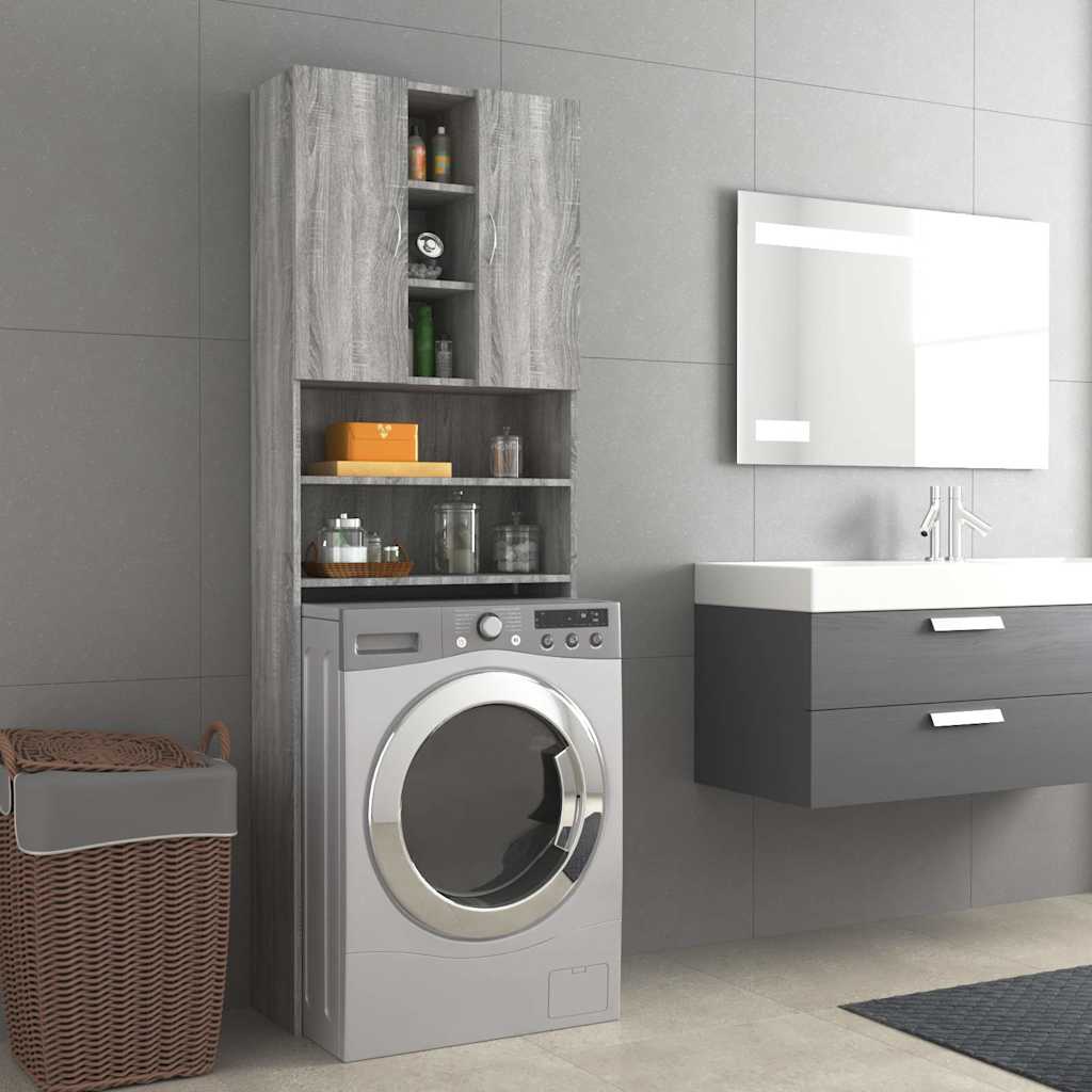 Washing Machine Cabinet Grey Sonoma 64x25,5x190 cm
