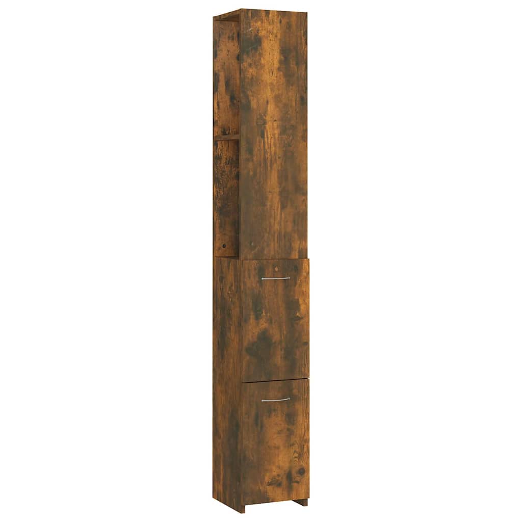 Bathroom Cabinet Smoked Oak 25x26,5x170 cm Engineered Wood