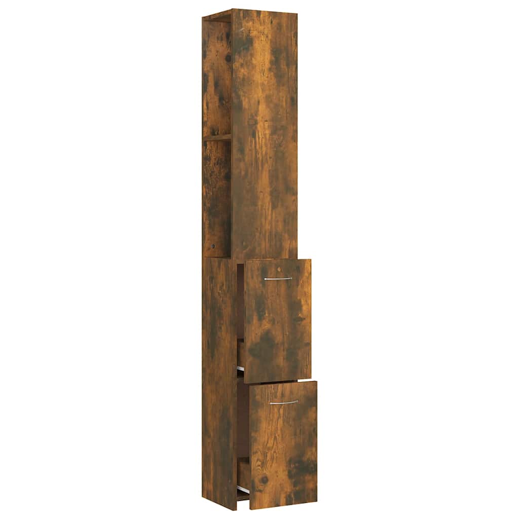 Bathroom Cabinet Smoked Oak 25x26,5x170 cm Engineered Wood