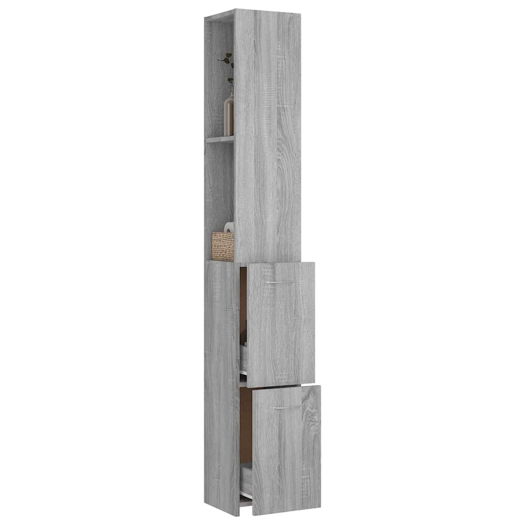 Bathroom Cabinet Grey Sonoma 25x26,5x170 cm Engineered Wood