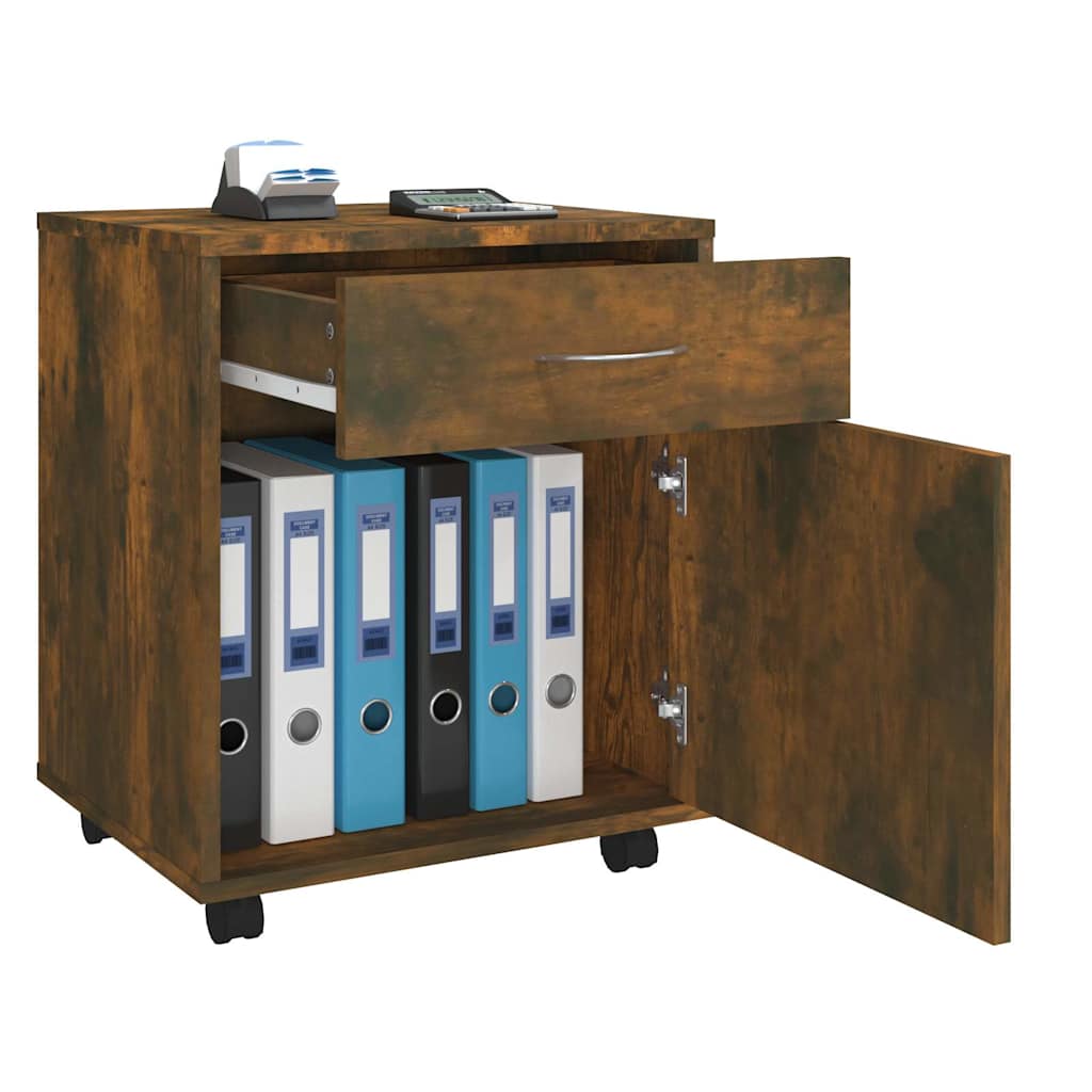 Rolling Cabinet Smoked Oak 45x38x54 cm Engineered Wood