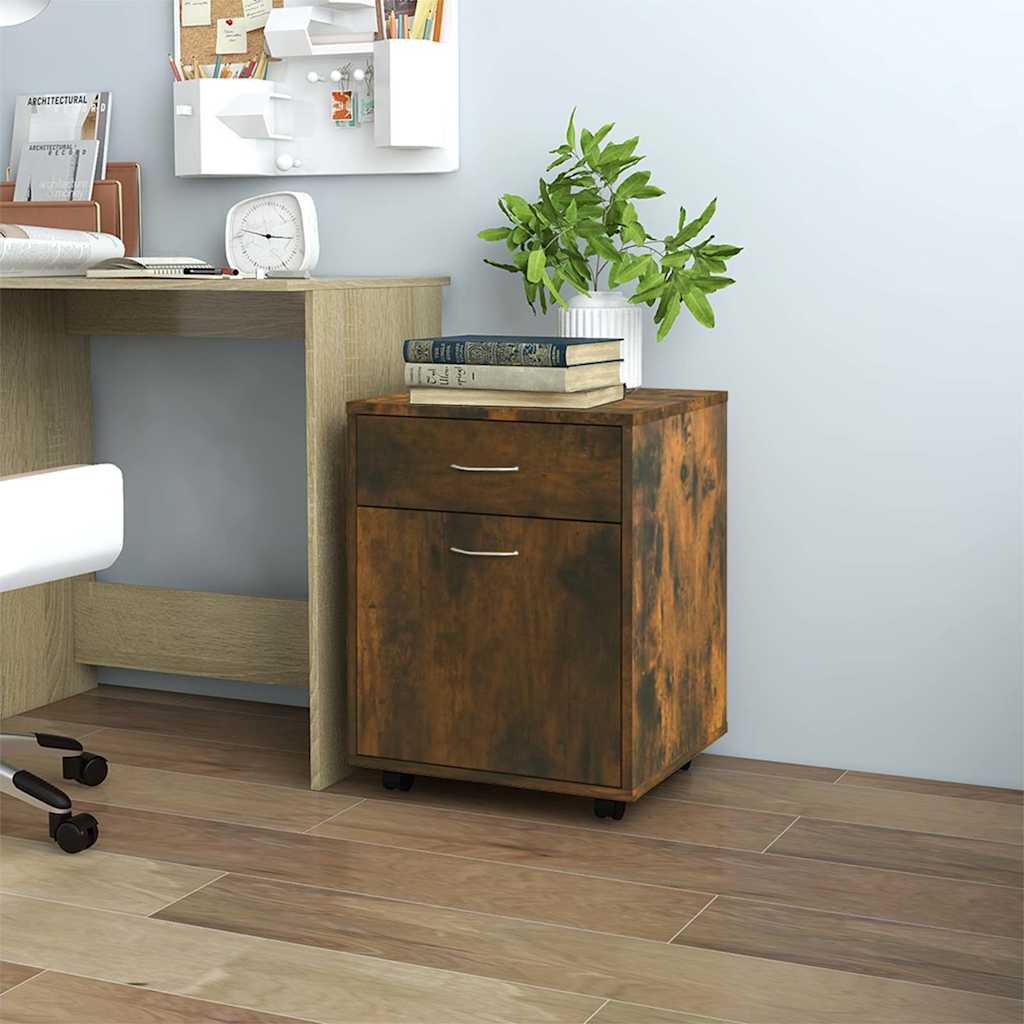 Rolling Cabinet Smoked Oak 45x38x54 cm Engineered Wood