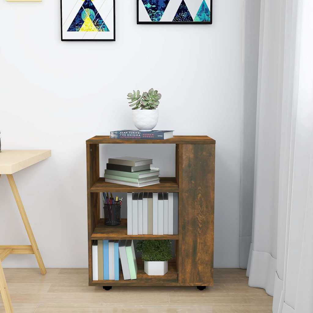 Rolling Cabinet Smoked Oak 60x35x75 cm Engineered Wood