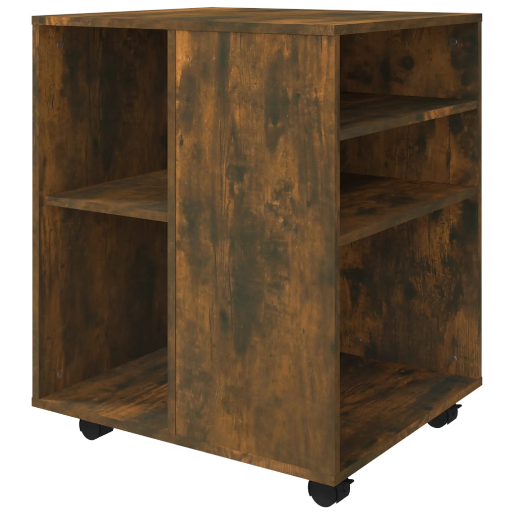 vidaXL Rolling Cabinet Smoked Oak 60x53x72 cm Engineered Wood