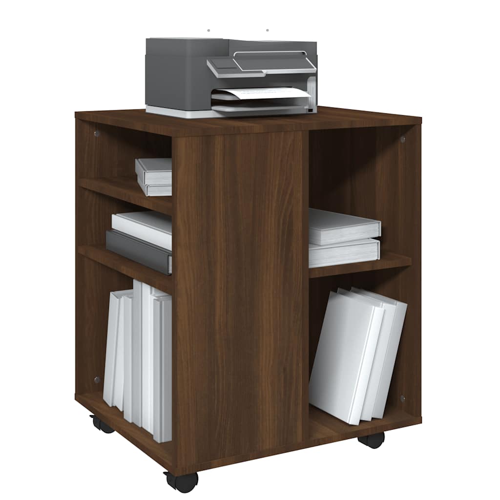 Rolling Cabinet | Brown Oak | Engineered Wood | Medium | Rollable
