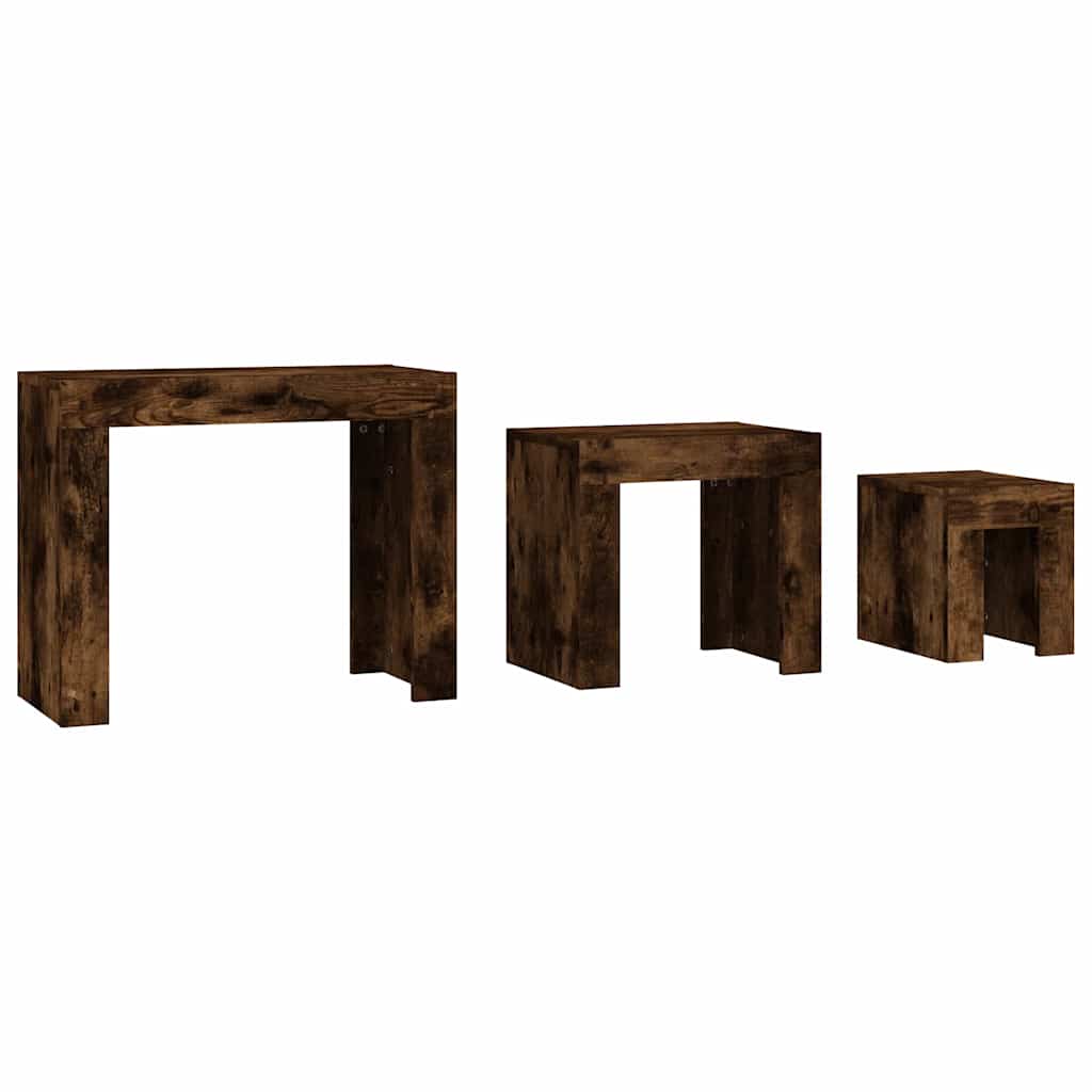 815984 vidaXL Nesting Coffee Tables 3 pcs Smoked Oak Engineered Wood