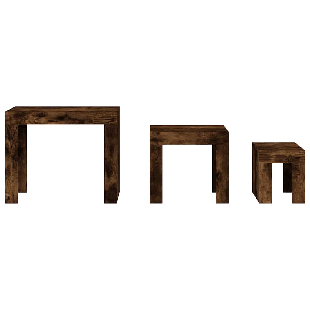 815984 vidaXL Nesting Coffee Tables 3 pcs Smoked Oak Engineered Wood