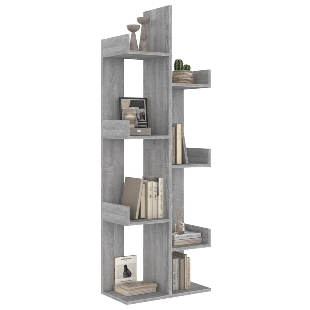 816006 vidaXL Book Cabinet 48x25,5x140 cm Grey Sonoma Engineered Wood