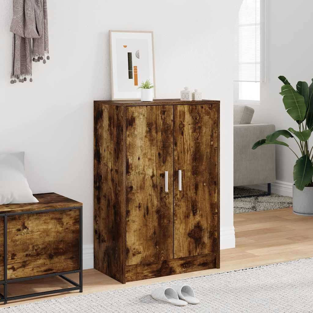 Shoe Cabinet Smoked Oak 60x35x92 cm Engineered Wood
