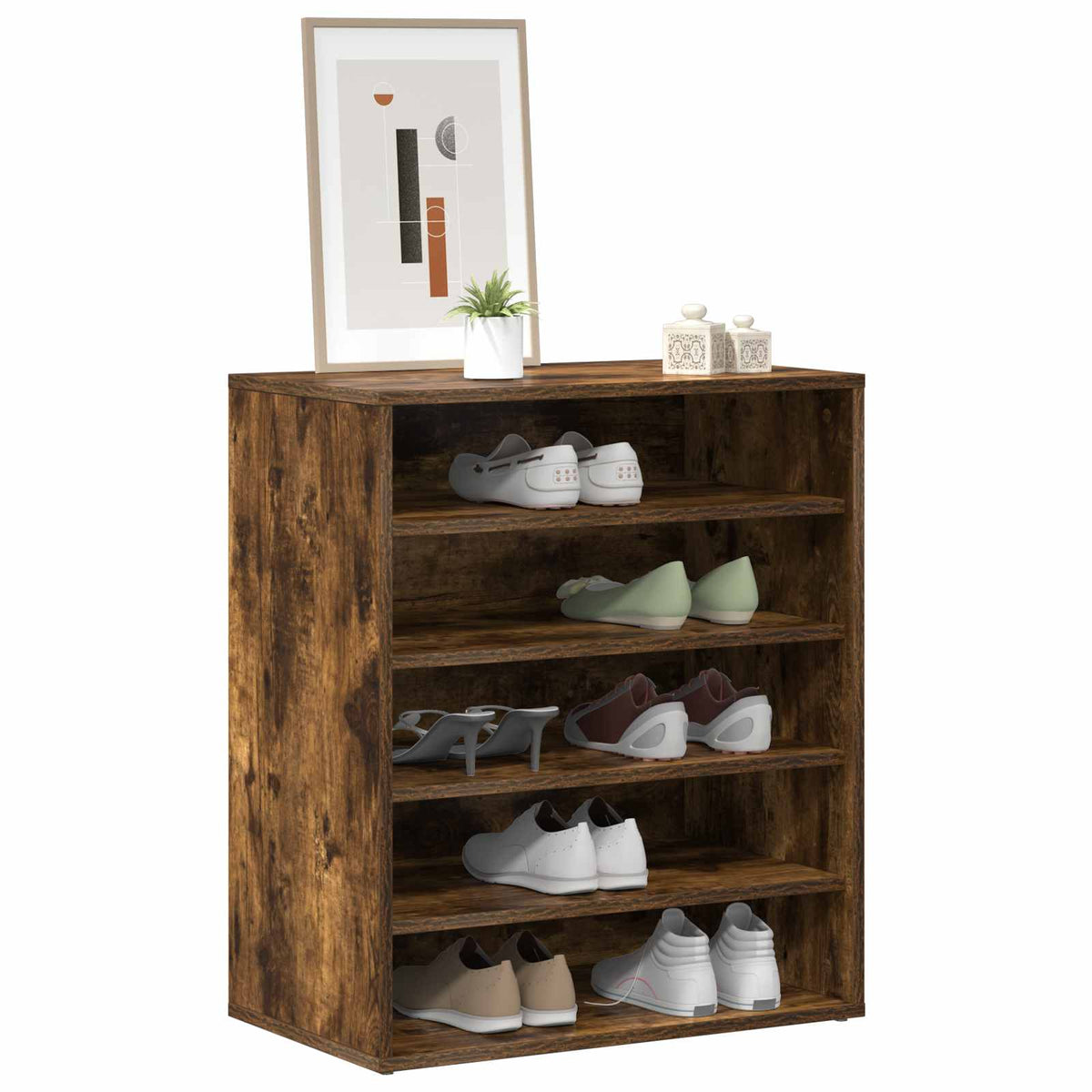 Shoe Cabinet Smoked Oak 60x35x70 cm Engineered Wood